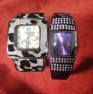 Strada Women's Leopard and Purple Watch Set. Please See Pics For Details. As is.
